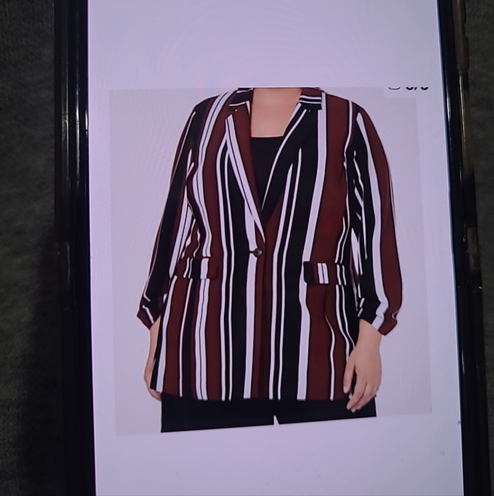 Alfani Women's Bold Striped Blazer - Black, White, Brown Size M